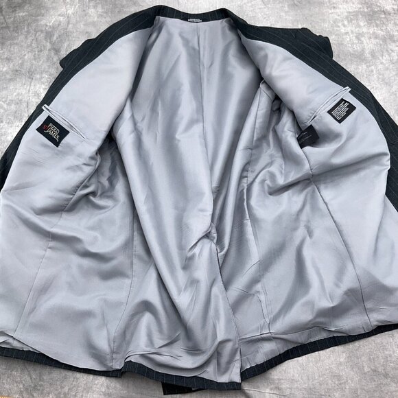 Reed St James Blazer‎ Men 46L Gray White Chalk Stripe Dacron Classic Career VTG - Picture 10 of 13